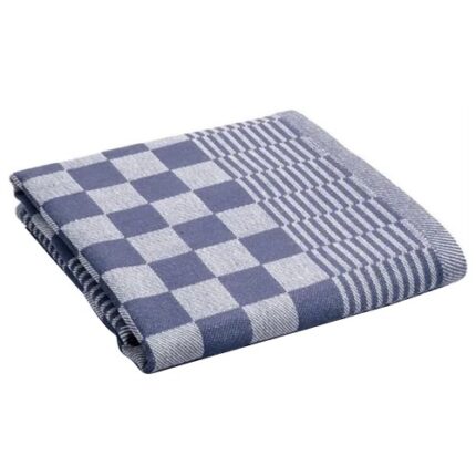 Theedoek katoen 65 x 65 cm - geblokt blauw/wit