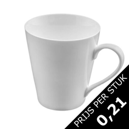Koffiemok / melkbeker wit (per korf van 15 stuks)